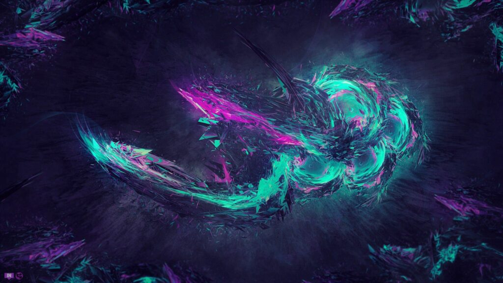 Vibrant Turquoise & Purple Abstract Wallpaper - 2560x1440 Cosmic Design