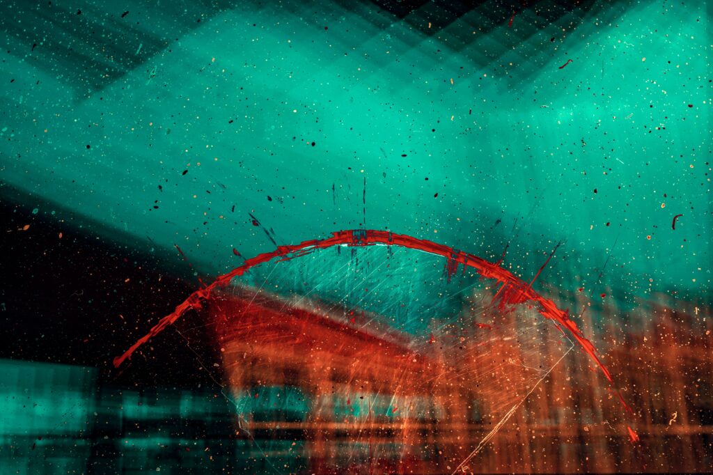 Colorful Abstract Wallpaper: Turquoise & Red Art with Textured Depth