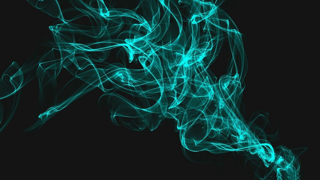 Vibrant Turquoise Smoke Wallpaper on Deep Black Background