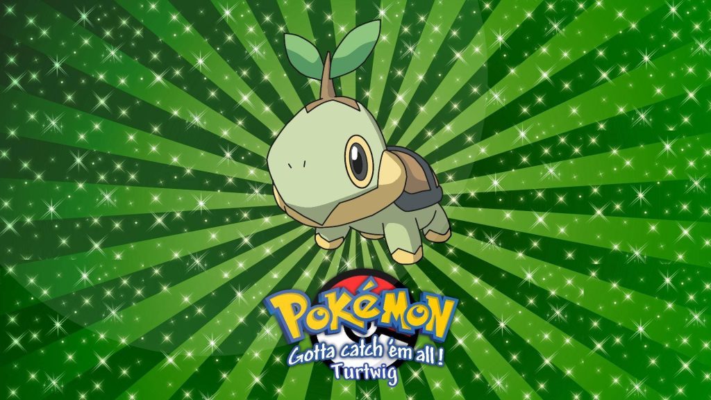 Turtwig Pokémon wallpaper green sunburst background sparkling vibrant desktop image