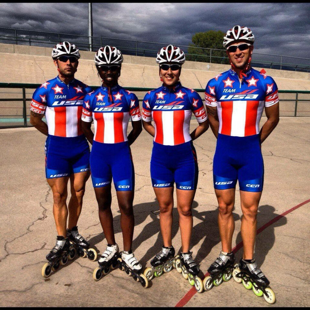 USA Inline Speed Skating Team Dynamic Wallpaper for Competitive Action