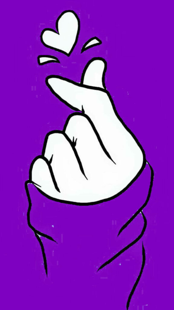 Vibrant Ultraviolet Finger Heart Wallpaper with Playful Design