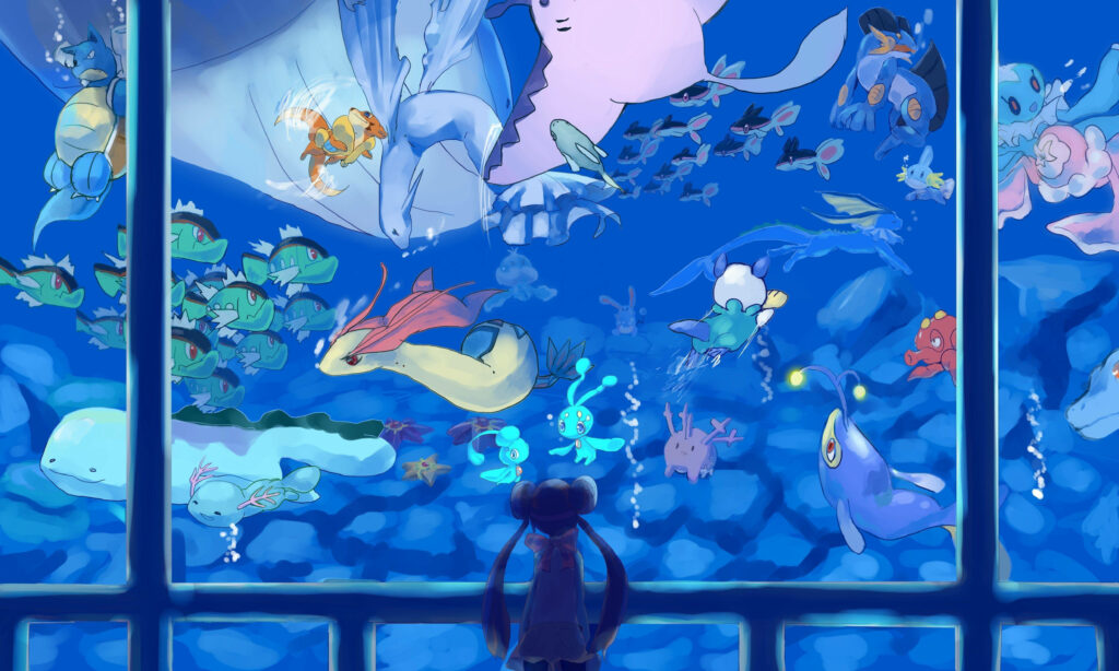 Vibrant Underwater Pokémon Wallpaper: Serene Aquarium Scene