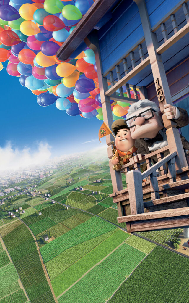 Colorful Up Wallpaper: Russell & Carl on Floating House Porch