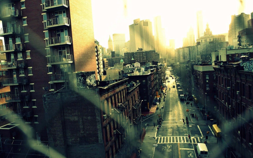 Vibrant Cityscape Wallpaper: Urban Energy & Sunlit Skyscrapers