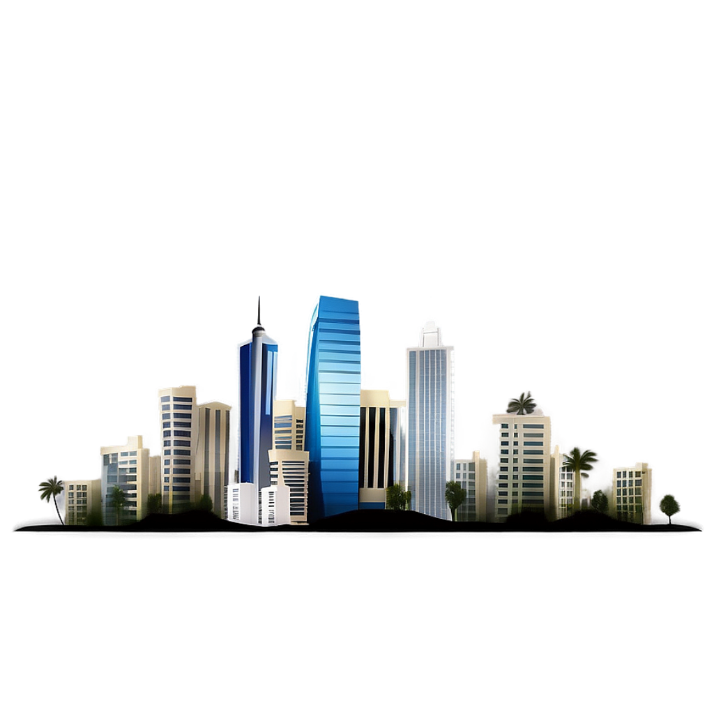 Modern Urban Skyline: Illuminated High-Rises Wallpaper Background