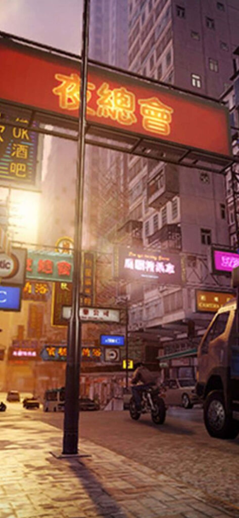 Vibrant Sleeping Dogs DLC Wallpaper: Urban Neon Street Scene