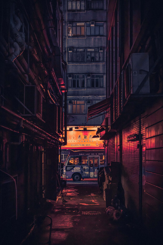 Neon Night Alley Wallpaper: Moody Urban Cityscape Background