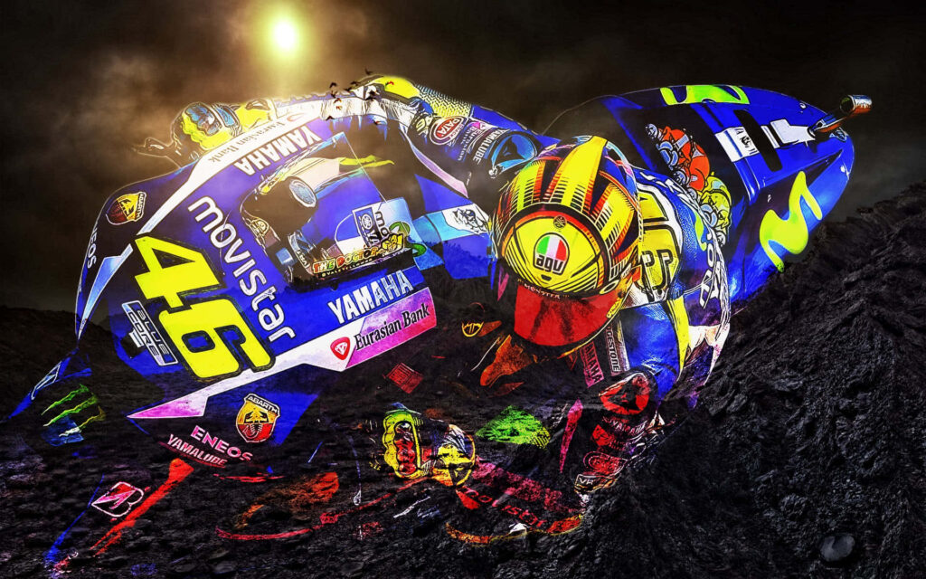 Vibrant VR46 Yamaha Racing Wallpaper: Action-Packed Motorcycle Scene