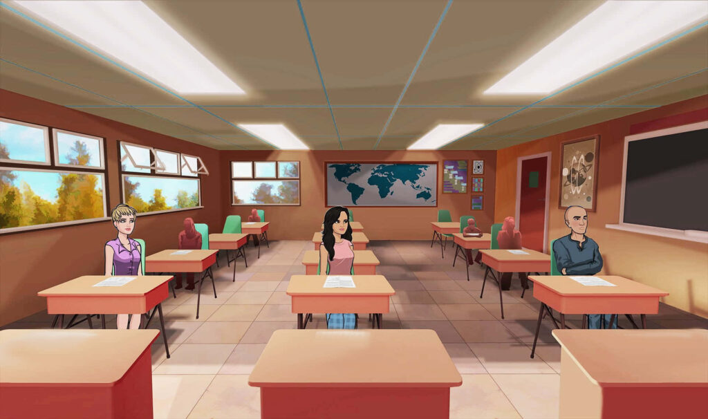Vibrant Classroom Vector Art Wallpaper for Dynamic Learning Spaces