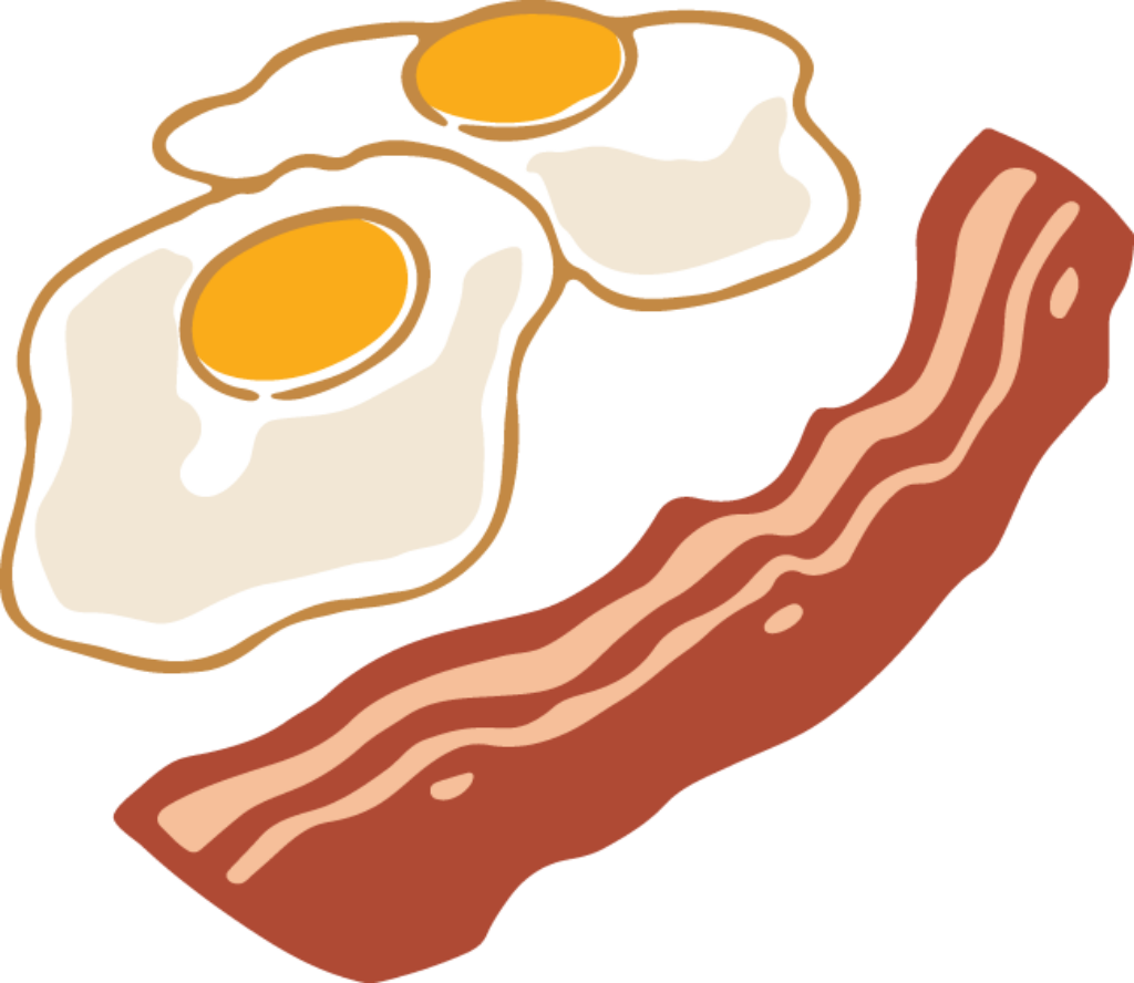 Vibrant Breakfast Vector: Sizzling Bacon & Sunny-Side-Up Eggs Wallpaper