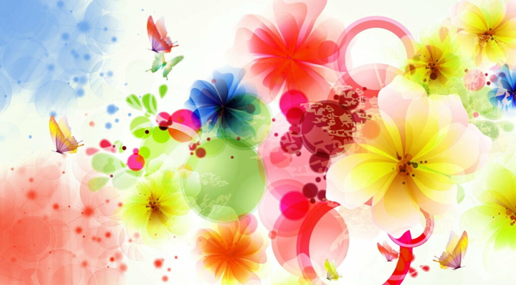 Colorful Abstract Vector Flower Bouquet: Vibrant HD Wallpaper Background