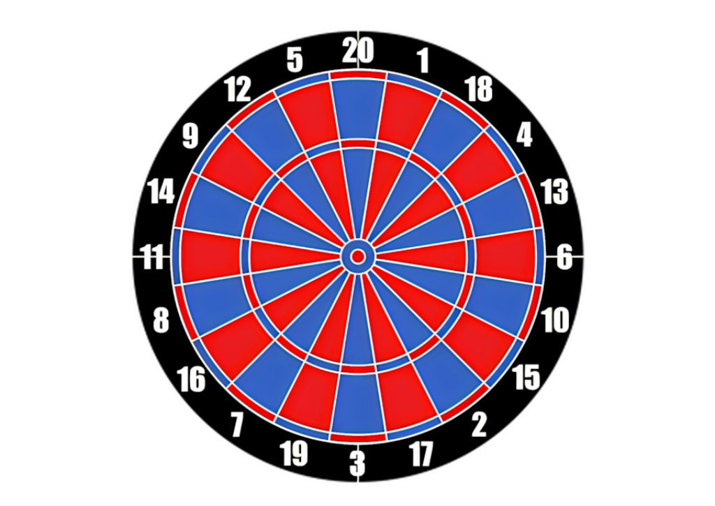 Vibrant Dartboard Vector: Bold Red, Blue & White Design Wallpaper