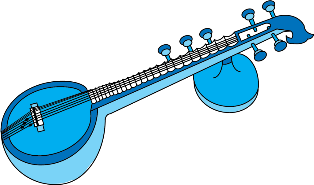 Vibrant Blue Sitar Wallpaper: Minimalist Vector Art for Music Themes