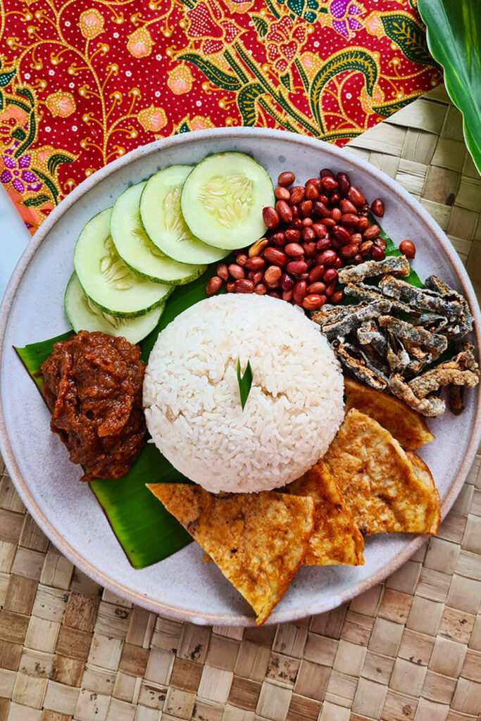 Vibrant Vegan Malaysian Nasi Lemak Wallpaper Background Design