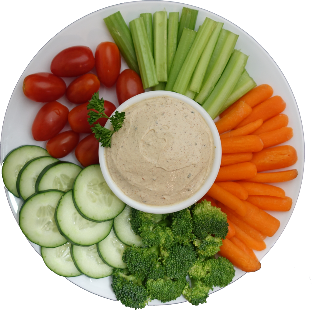 Vibrant Vegetable Platter with Hummus - Perfect Snack Wallpaper