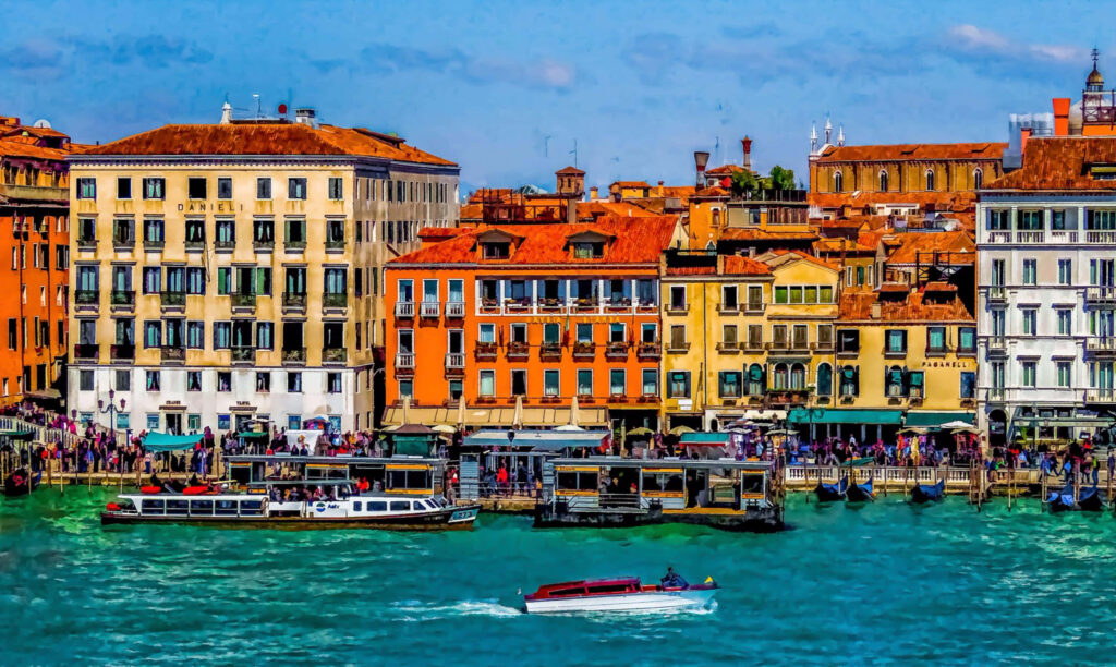 Vibrant Venice Waterfront Wallpaper: Iconic Architecture & Lively Charm