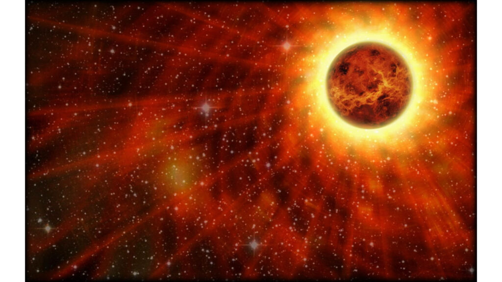 Stunning Venus Wallpaper: Glowing Rays & Cosmic Starry Background