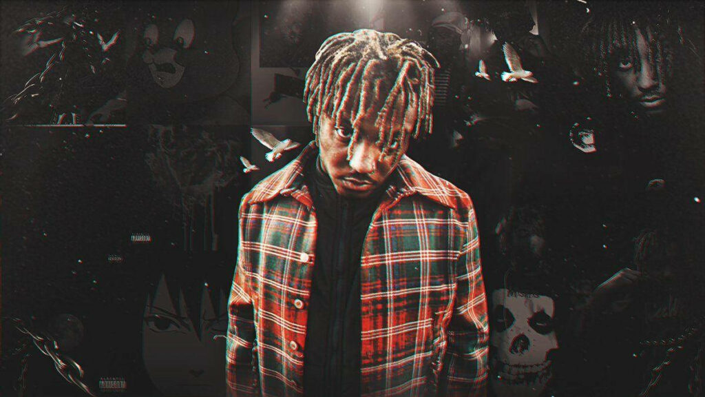Vibrant Desktop Wallpaper Showcasing Juice Wrld's Iconic Dreadlocks