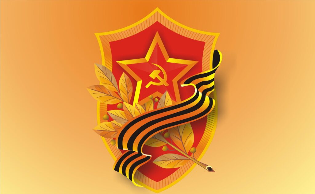 Vibrant Victory Day Wallpaper: Red Shield & St. George Ribbon