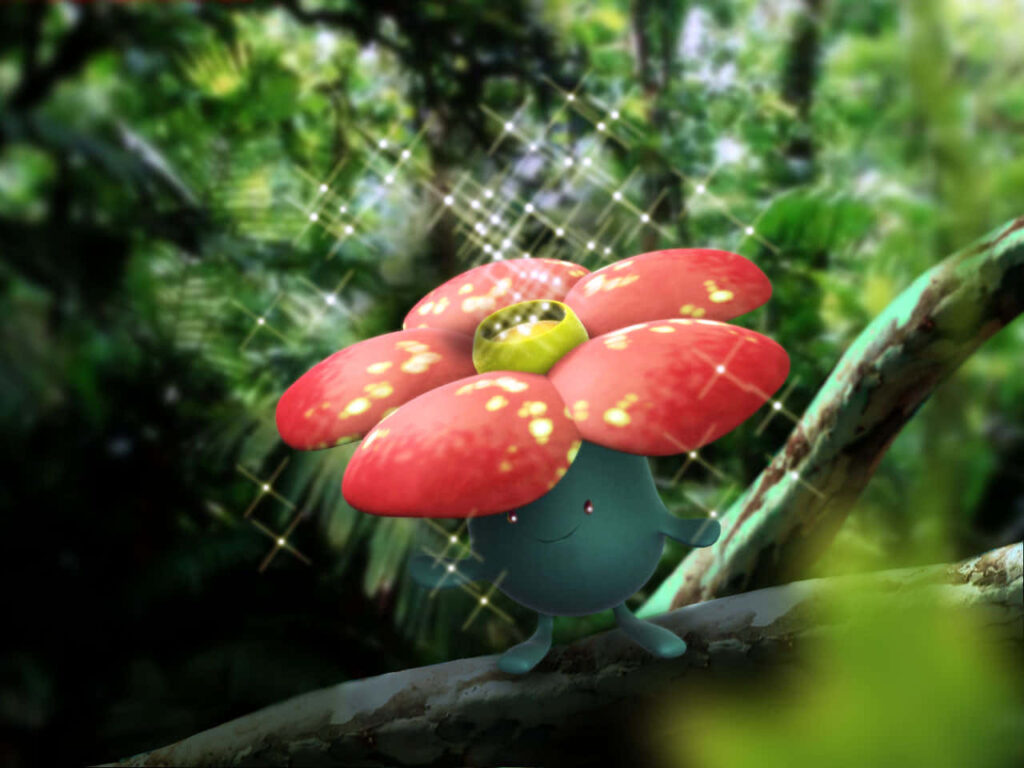 Vileplume 3D Wallpaper: Vibrant Pokémon in Lush Forest Background