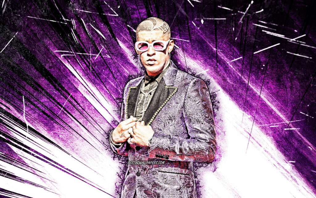 Eccentric Expressions of Bad Bunny: Vibrant Grunge Portraits Illuminate Puerto Rican Superstar Wallpaper