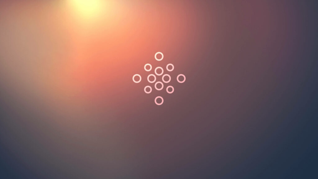Minimalist gradient wallpaper with warm amber to violet blurred background and Fitbit logo pattern