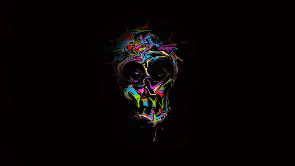 Fiery Colors: A Striking Black Skull Wallpaper in 2560 X 1440 Resolution