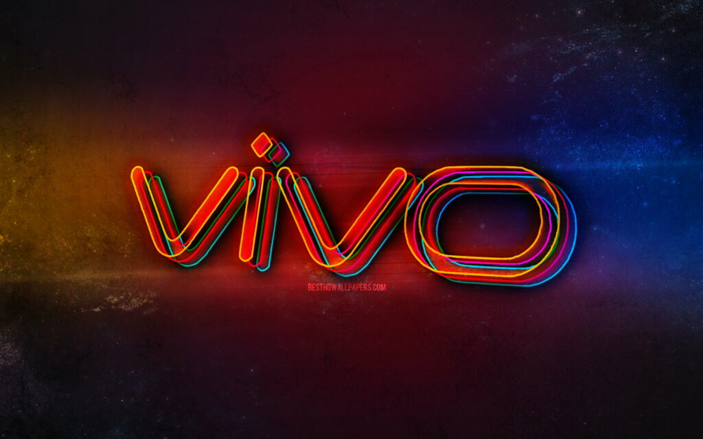 Neon Vivo: A Creative QHD Wallpaper featuring the Vibrant Vivo Emblem