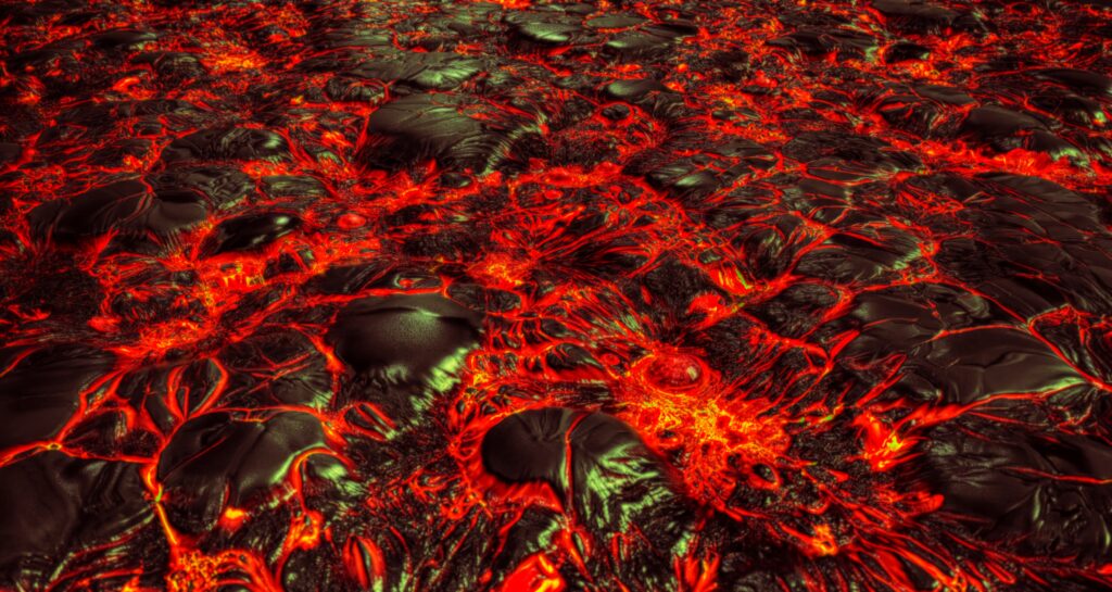 Vibrant Volcanic Texture Wallpaper: Fiery Lava & Dark Rocks Background
