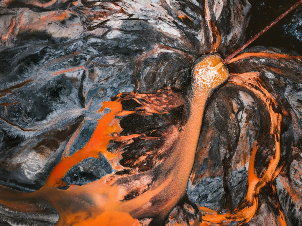 Stunning Top-View Volcano Wallpaper: Glowing Lava & Rugged Rocks