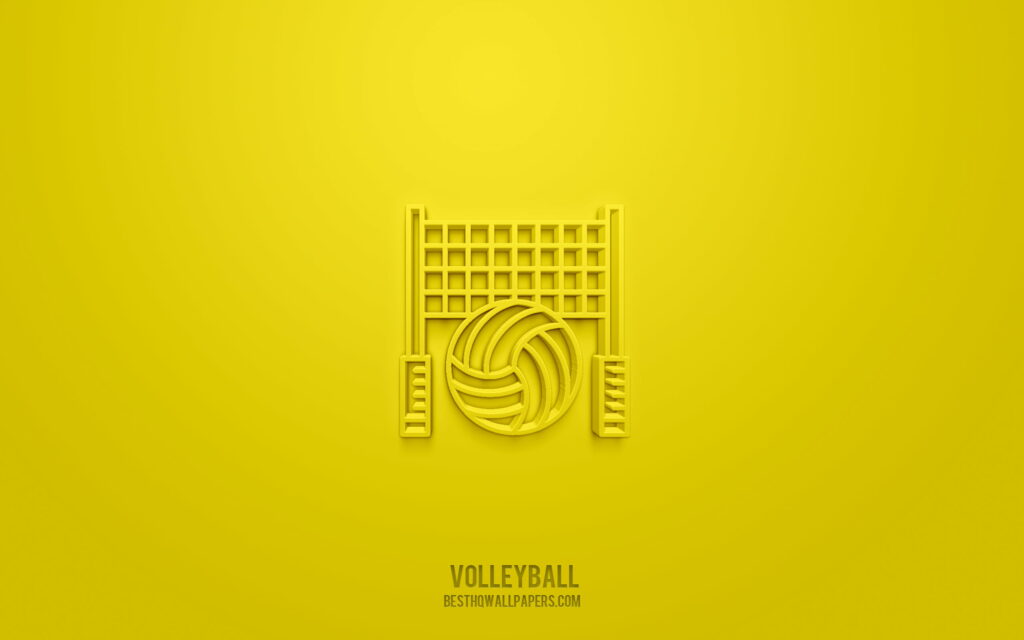 Dynamic Volleyball Icons on Vibrant Yellow Background: A Stunning QHD Wallpaper