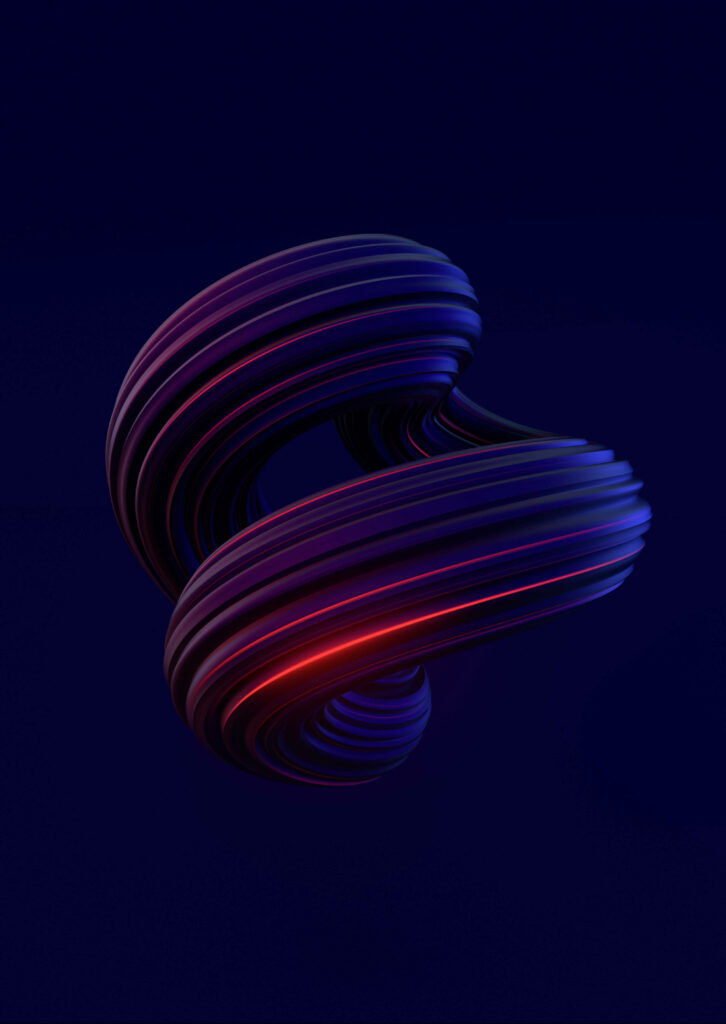 Mesmerizing Liquid Motion: 3D Mobile Wallpaper with Vivid Violet Waves and Striking Red-Pink Hues on Deep Blue Background