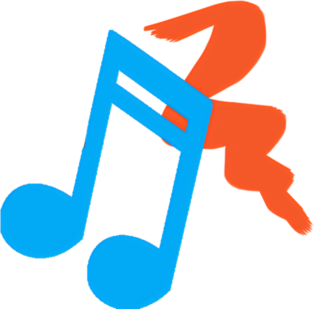 Vibrant Wallpaper: Blue Music Note & Orange Human Figure Design