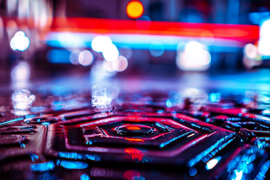 Vibrant Futuristic Wallpaper: Bokeh, Lights & Liquid Reflections