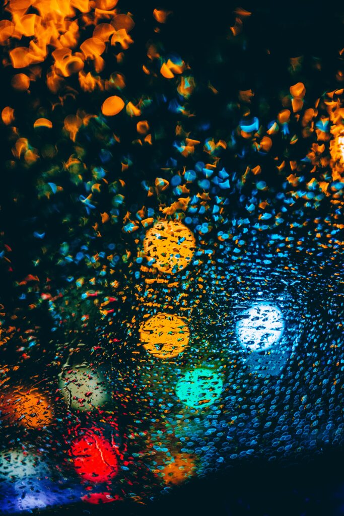 Abstract Colorful Bokeh Wallpaper with Raindrops Background