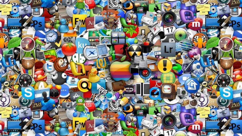 Colorful Collage of Iconic App Logos - Vibrant Tech Wallpaper