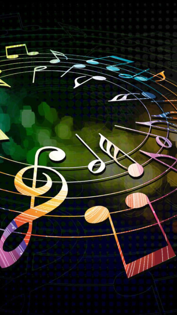 Colorful Music Notes Wallpaper: Vibrant Circular Design for Music Lovers