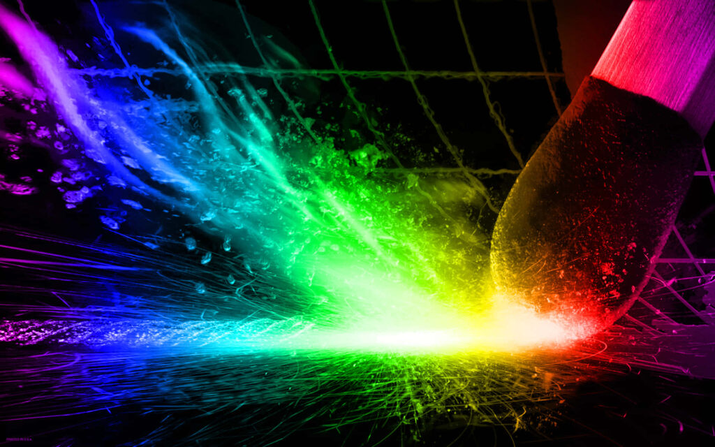 Vibrant Paintbrush Splash Wallpaper: Energy and Color Against Dark Background