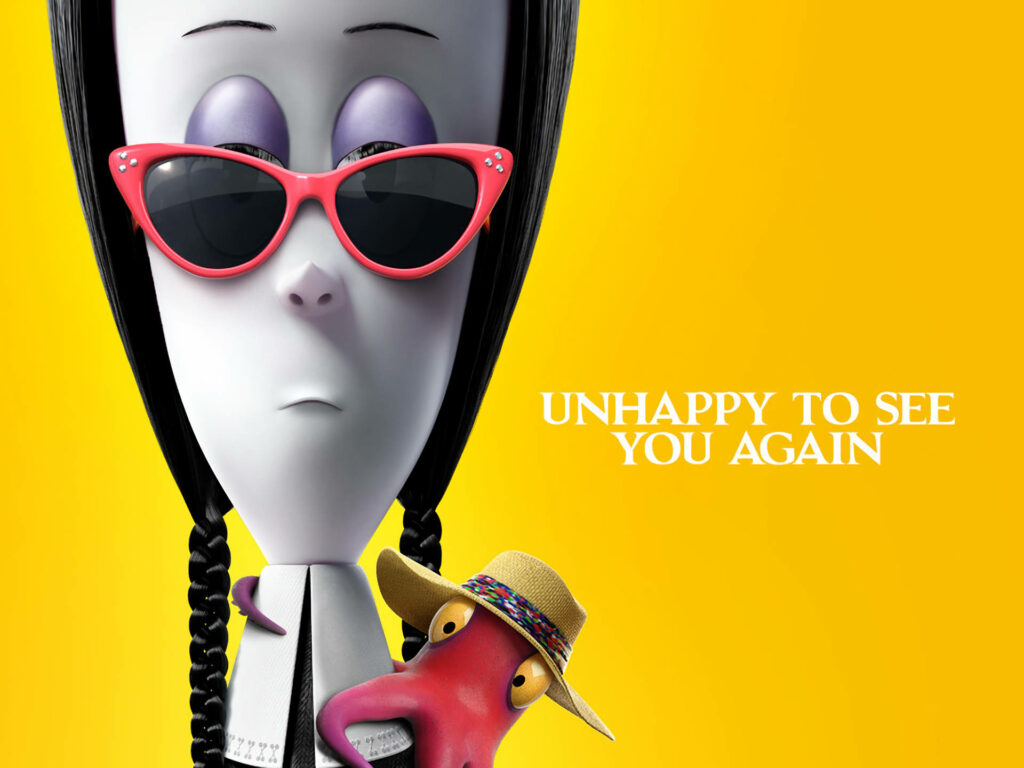 Vibrant Wednesday Addams Wallpaper: Gloomy Charm in Sunglasses