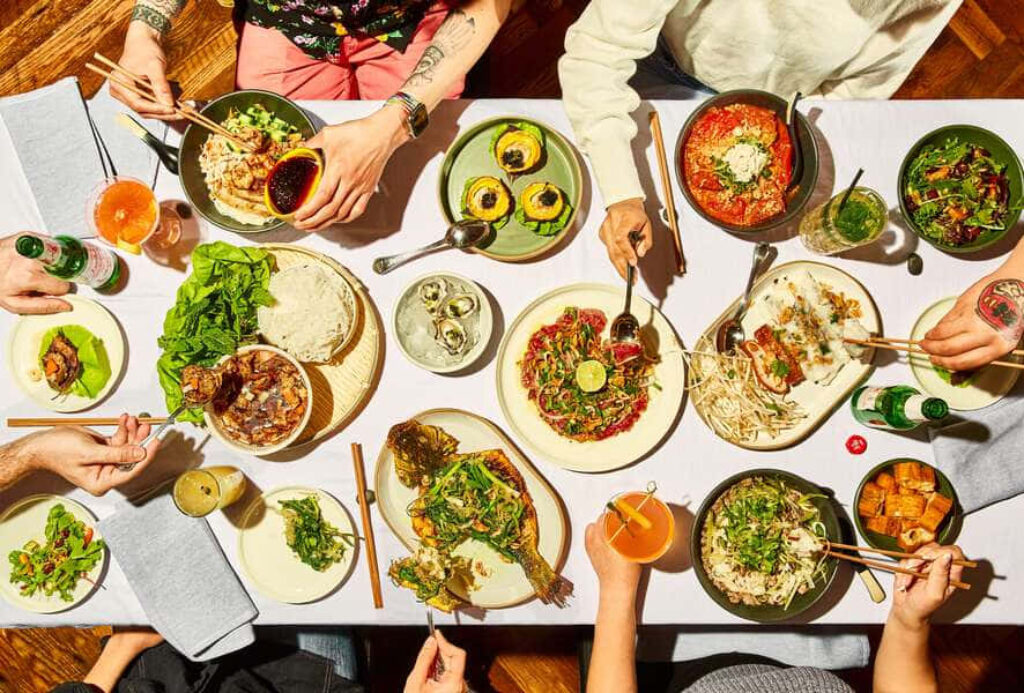 Festive Morning Brunch Wallpaper: Colorful Culinary Moments