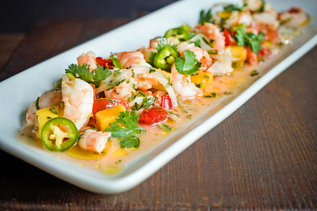 Fresh Chili Fish Ceviche Wallpaper: Flavorful Platter Background