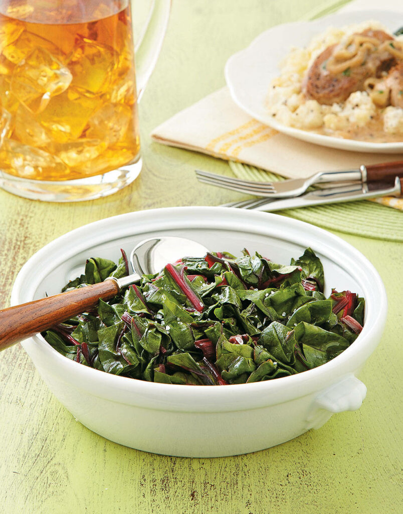 Vibrant Swiss Chard Wallpaper: Freshly Sautéed Delight in Casserole