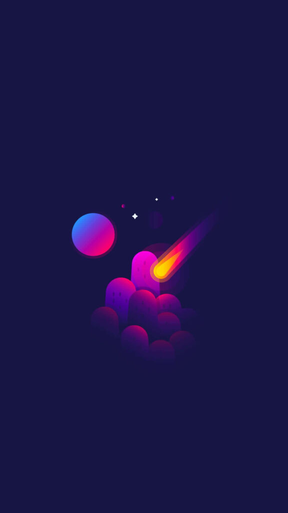 Vibrant Comet Wallpaper: Stunning Cosmic Scene with Abstract Hills