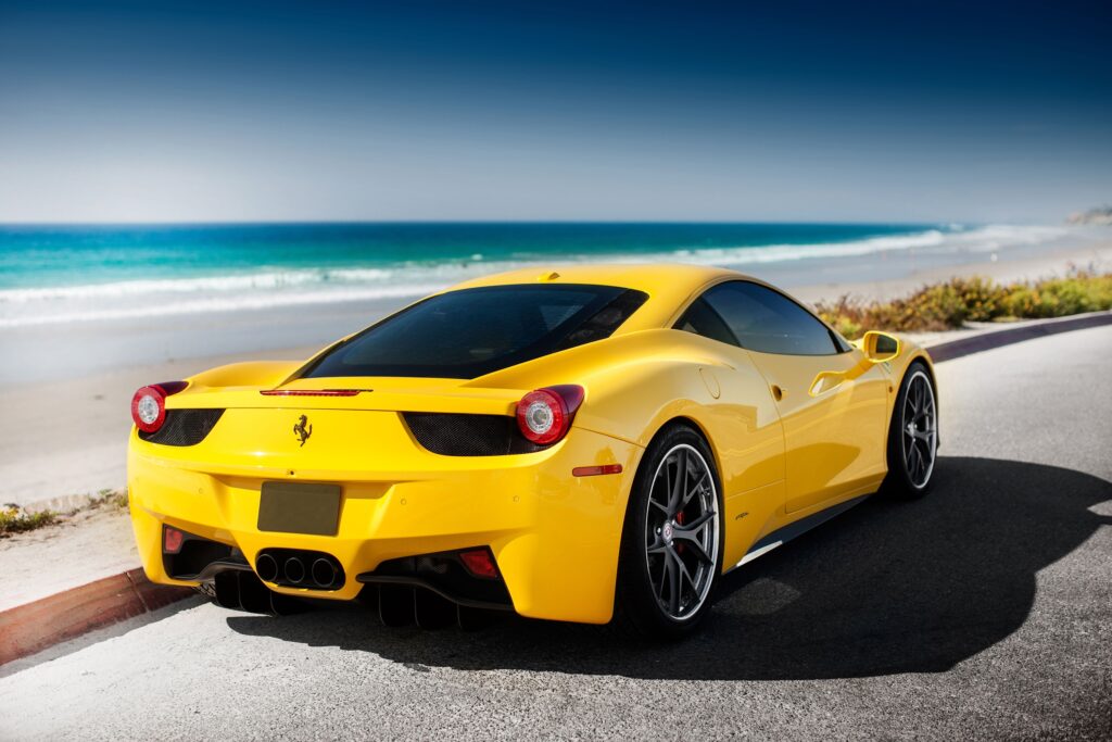 Stunning Yellow Ferrari 458 Italia by Scenic Sea - Luxury Wallpaper