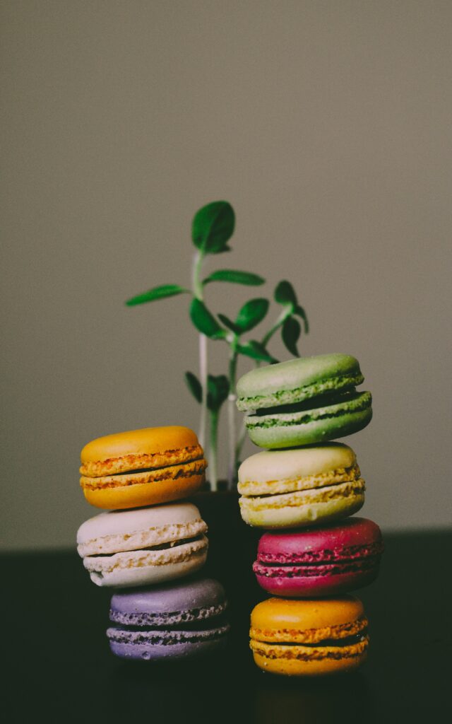 Colorful Macaroon Wallpaper: Vibrant Almond Biscuits & Soft Plants