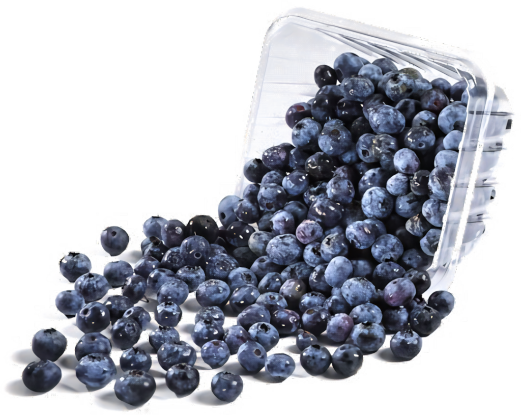 Vibrant Blueberries Spilling from Container - Fresh Wallpaper Background