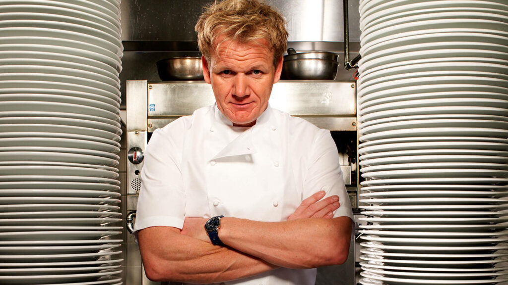 Vibrant Wallpaper of Gordon Ramsay in a Professional Kitchen