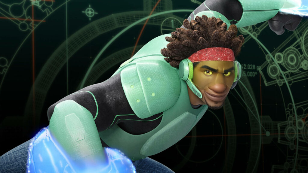 Dynamic Wasabi Big Hero 6 Wallpaper: Action-Packed Futuristic Scene