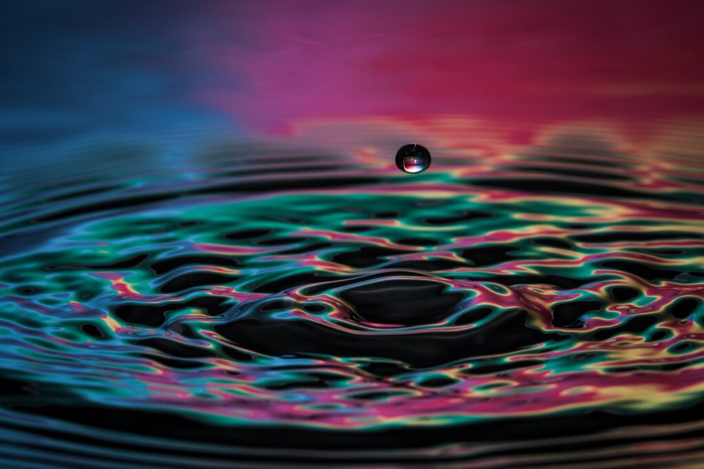 Colorful Ripple Effects: Macro Water Droplet Wallpaper Background